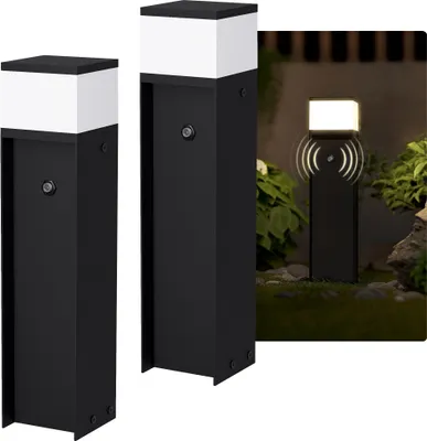Produktbild von SSC-LUXon 2 Stück ZAVO Lichtsäule mit Dämmerungsschalter IP44 schwarz - Pollerleuchte Standleuchte Außenleuchte stehend 230V