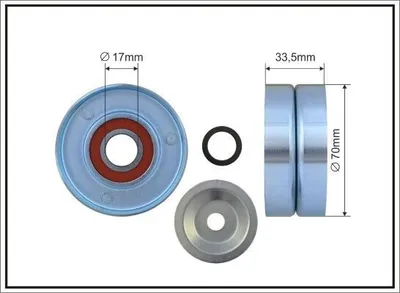 Produktbild von CAFFARO 500079 Spannrolle Keilrippenriemen 70mm für RENAULT LAGUNA III Grandtour (KT0/1) LAGUNA III (BT0/1) LAGUNA Coupe (DT0/1)