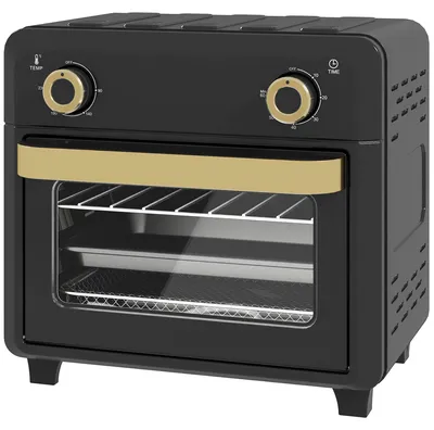 Productafbeelding van HOMCOM Mini-oven met heteluchtfunctie, 10 liter, heteluchtfriteuse, timer van 60 minuten, zwart
