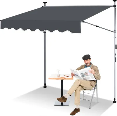 Immagine prodotto di Tenda da sole Izrielar 250x150 cm – Tenda da sole con manovella e protezione UV50+, regolabile e installabile senza forature per balconi e terrazze - Antracite