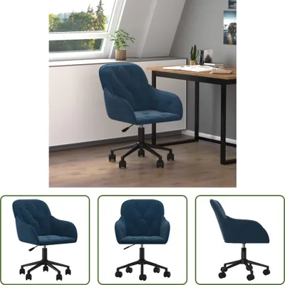 Image de The Living Store Chaise de bureau pivotante bleu velours