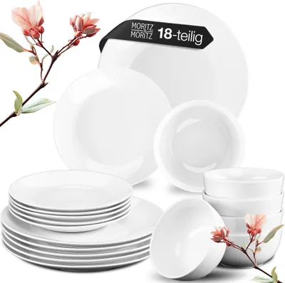 Produktbild von Moritz & Moritz BASIC 18-tlg Geschirr Set 6 Personen Weiß