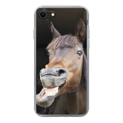 Produktbild von MuchoWow® Handyhülle Schutzhülle Hülle für iPhone 7 Pferd - Lustig - Stall - Kinder - Jungen - Mädchen - Kinder Silikon Softcase Handy Hülle - Kartenhalter