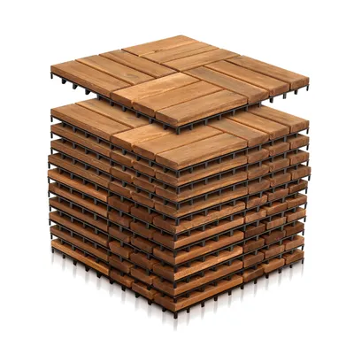 Produktbild von TolleTour Holzfliesen 11x 1m² Akazienholz Terrassenfliesen Klickfliesen 30x30cm Garten Balkon Mosaik