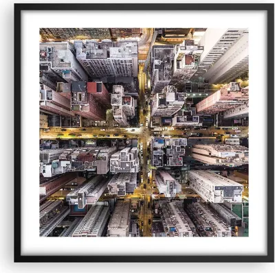 Produktbild von Gerahmtes Poster - Schwarzer Rahmen - Metropole Luftaufnahmen Straße - 50x50 cm - Wand Bild - Wanddeko - Wandbilder - Kunstposter - Wandposter - Bilderrahmen - Bilder - Kunstdruck - P2BAC50x50-4507