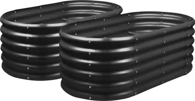 Produktbild von Abgerundete Hochbeete für den Garten – 120 cm x 60 cm x 45 cm – Anthrazit – 2er-Pack
