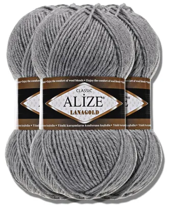 Immagine prodotto di Alize 3x 100g, filato Lanagold, tinta unita, adatto per uncinetto e maglia (21)