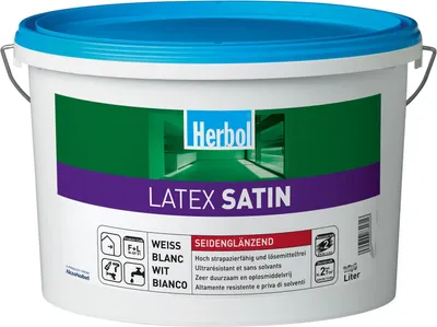 Produktbild von Herbol Latex Satin, Farbe, Fertig gemischt, Weiß, Satiniert-glänzende Oberfläche, Weiß, Auf Wasserbasis
