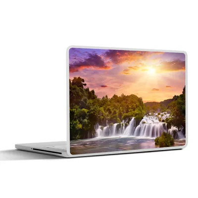 Produktbild von MuchoWow® Laptop Aufkleber Sticker Cover Wasserfall - Landschaft - Sonne - Wolken - Sonnenuntergang 31x22.5 cm - Laptop-Deko
