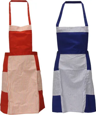Produktbild von Latzschürze Trägerschürze Schürze rot blau gestreift Grillschürze Kochschürze, Farbe:rot