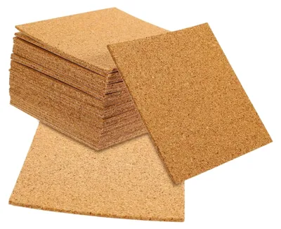 Produktbild von 60 Stück Selbstklebende Korkuntersetzer in Quadratischer Form für Bastelprojekte
