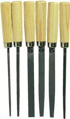 Produktbild von C.K Nadelfeilensatz, 6-teilig, mit gewachsten Holzgriffen Inhalt: Flachspitzfeile, Flachfeile, Rundfeile, Vierkant- (T0120P)