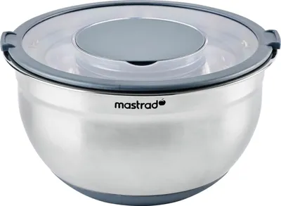 Obrázek produktu pro Mastrad míchací mísa s ochranou proti stříkající vodě a víkem Keep-Fresh, mísa, nerezová ocel, plast, 24 cm, F29464