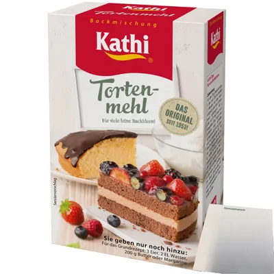 Produktbild von Kathi Backmischung Tortenmehl (400g Packung) + usy Block