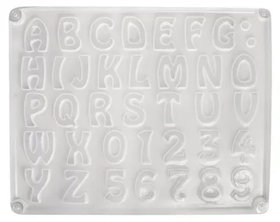 Produktbild von Gießform: Buchstaben/Zahlen, 37 Motive, ca.2-3cm, Größe: 23,2x18,3cm