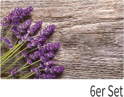 Produktbild von Abwaschbare Tischsets 6er Set Lavendel Holz-Optik