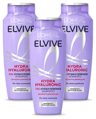 Produktbild von 3 x L’Oréal Paris Elvive Hydra Hyaluronic Shampoo - 250 ml - Vorteilspackung - 3 Stücke