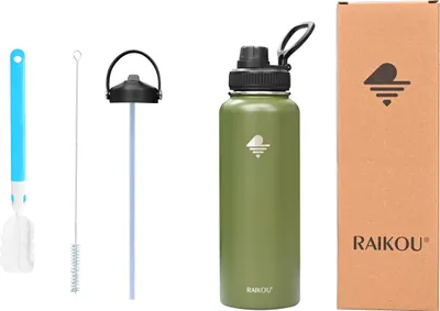 Produktbild von RAIKOU Trinkflasche 1180ml Wasserflasche Thermoflasche mit 2 Deckel Wei?