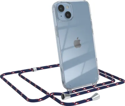 Produktbild von EAZY CASE Handykette kompatibel mit Apple iPhone 14 Plus, Handyhülle mit Umhängeband, Handykordel, Schutzhülle Clear, Band in Blau