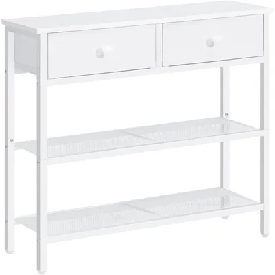 Produktbild von Schmaler Konsolentisch 75 cm mit Schublade und 2 Ablagefächern Weiß