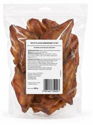 Zdjęcie produktu dla PETITTO Ucho wieprzowe Mono - przysmak dla psa - 10szt.