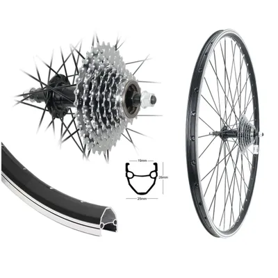 Produktbild von AGGRO-X 28 Zoll Alu Hinterrad 19-622 Laufrad Hohlkammer V-Profil Felgenbremse mit 8 Fach Zahnkranz 24 Gang