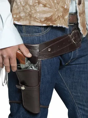 Produktbild von Brauner Cowboy Holster mit Gürtel – Western Pistolenhalter im Antikleder Look mit Patronenschlaufen – 111 cm Kostümzubehör – Für Western Fans & Cowboy Liebhaber – Ideal für Karneval, Fasching & Mottopartys
