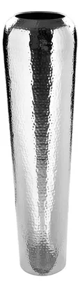 Produktbild von FINK Bodenvase TUTZI - große Vase aus Eisen vernickelt, gehämmert, silberfarben, H 90 cm, Ø 24 cm - Metallvase