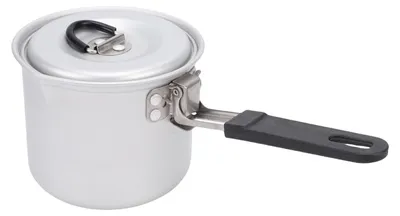 Imagen del producto de Olla de camping de aluminio ligera de 770 ml, con tapa y asa plegable