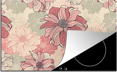 Produktbild von KitchenYeah© Herdabdeckplatte Muster - Blume - Design - Jahre 20s , 81x52cm, Küche Deko, Glaskeramikkochfeld Herdabdeckung, Abdeckplatte fùr Kochfeld