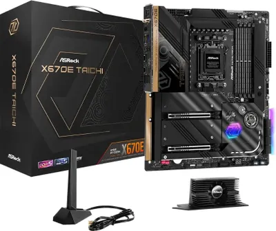 Produktbild von Asrock X670E TAICHI, AMD, Sockel AM5, AMD Ryzen 5000 Series, DDR5-SDRAM, 128 GB, DIMM