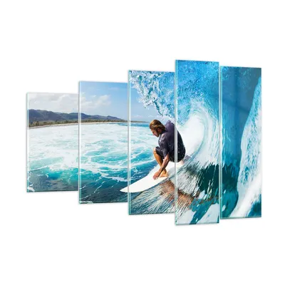 Produktbild von Bilder auf glas - Surfen Surfer Ozean Welle - 150x100cm - Glasbilder - Wandbilder - Kunstdruck - zum Aufhängen bereit - Wanddekoration aus Glas - Glas Bilder - Wandbild auf Glas - GEG150x100-2785