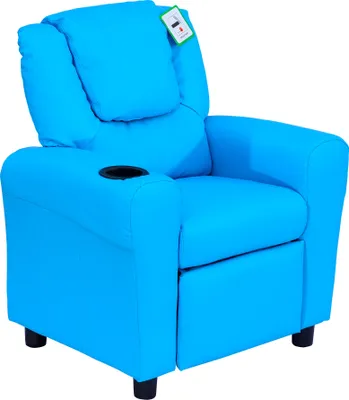 Produktbild von Kindersessel – Mit neigbarer Rückenlehne, Massivholzrahmen, Maße: 62 × 52 × 69 cm, Farbe: Blau.