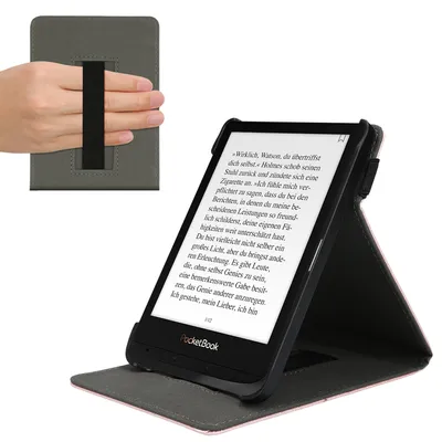 Produktbild von kwmobile Schutzhülle kompatibel mit Pocketbook Touch Lux 4/5/Touch HD 3/Color (2020)/ Vivlio Lux 5 - Hülle e-Reader mit Schlaufe Ständer - - Rosegold