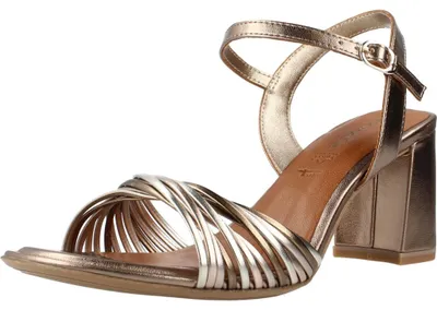 Produktbild von Tamaris Damen Sandalen aus Naturleder Braun mit 8 cm Blockabsatz und Knöchelriemen