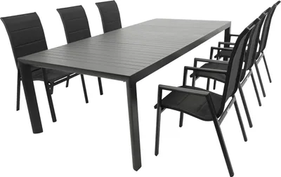 Produktbild von DEGAMO Garnitur LAGOS XL 7-teilig, Alu + Kunstgewebe schwarz