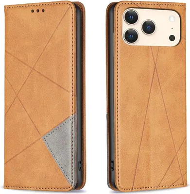Produktbild von Mobigear Rhombus Slim iPhone 17 Pro Hülle Klapphülle - Cognac
