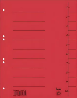 Produktbild von Trennblätter A4 vollfarbig rot mit Beschriftungslinien