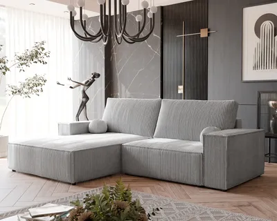 Produktbild von IDOHOME-Polsterecksofa HUGO mit Schlaffunktion und Bettkasten Ecksofa in L-Form Wohnzimmer Sofa mit Bettkasten Couch Links Poso 110 Grau