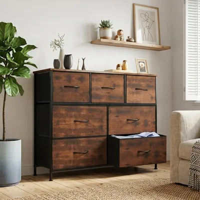 Produktbild von Sweetcrispy Kommode mit Schubladen kommoden&Sideboards für Schlafzimmer Geeignet,Komodenschrank mit 7 Schubladen,Stoffkommode mit Stabilem Stahlrahmen