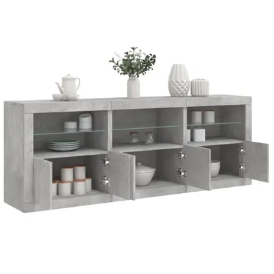 Immagine prodotto di vidaXL Credenza con luci LED grigio cemento 181,5x37x67 cm