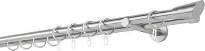 Produktbild von Gardinenstange auf Maß 20mm Rag 2-lauf Wandträger 12cm Farbe: Edelstahl-Optik, Größe: 290cm
