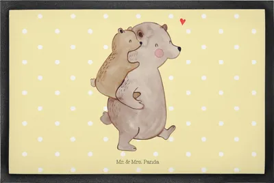 Produktbild von Mr. & Mrs. Panda fußmatte Papa Bär 60 x 90 cm - Gelb Pastell - Geschenk, Geburtstag, Schmutzmatte, Türvorleger, bodenmatte, Muttertag, Fußabstreifer, Vatertag, Vater