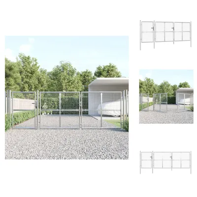 Imagen del producto de vidaXL Puerta de malla metálica, color plateado, 400x175 cm, acero galvanizado - Puertas para jardín