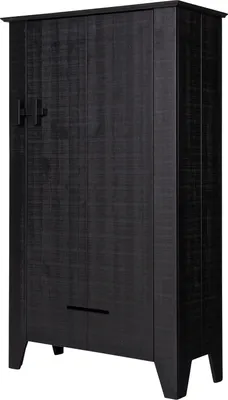 Produktbild von Woood Gijs Wohnzimmerschrank Vorratsschrank Aus Kiefer, Schwarz