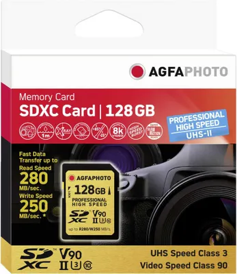 Obrázek produktu pro AgfaPhoto 10622, 128 GB, MicroSDXC, Třída 10, UHS-II, 280 MB/s, 250 MB/s