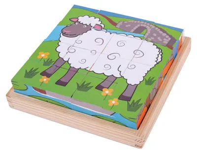 Obrázok produktu pre Bigjigs Drevené blokové puzzle Zvieratá na farme