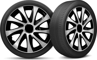 Produktbild von Auto Radkappen Radzierblenden 4er Set passend für alle Stahlfelgen - einstellbarer Sicherungsring - 15 Zoll - Silber Schwarz