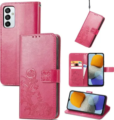Produktbild von Mobigear Clover  Samsung Galaxy M23 Hülle Klapphülle Geldbörse - Magenta