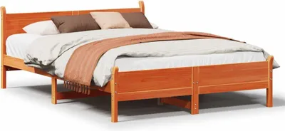 Produktbild von vidaXL Massivholzbett ohne Matratze Wachsbraun 140x190 cm Kiefernholz